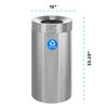 Alpine Industries Trash Can, Stainless Steel Brushed, Stainless Steel/Plastic ALP475-27-R